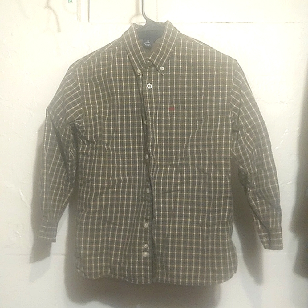 Gap size 7/8 button down plaid multi-colored boys shirt